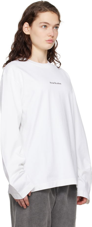 Tričko Acne Studios White Printed Logo Long Sleeve T-Shirt Biela | CL0270-, 4