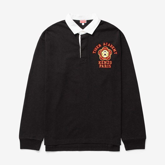 Polo tričko KENZO Paris 'Tiger Academy' Long Sleeve Polo Čierna | FD65PO5294SI, 1