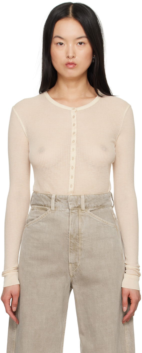 Sveter LEMAIRE Women's Seamless Button Cardigan Béžová | TO1157 LK1017, 0