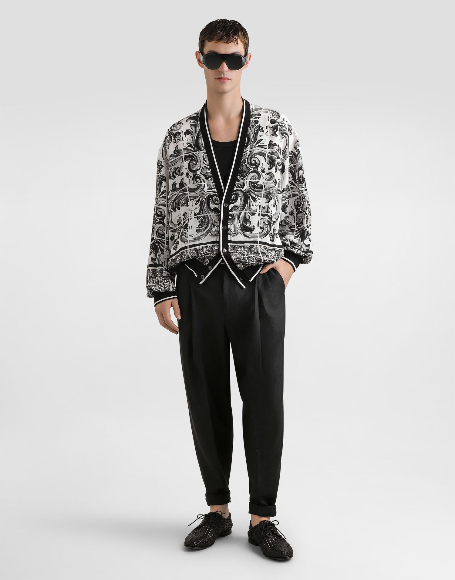 Sveter Dolce & Gabbana Dolce & Gabbana Majolica-Print Silk Cardigan Rôznofarebný | G9BOPTHI1ZIHH5DQ, 1