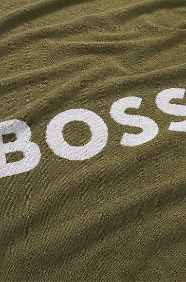 Šál BOSS BOSS Jacquard Beach Towel with Logo and Signature Stripe Zelené | 50540419, 1