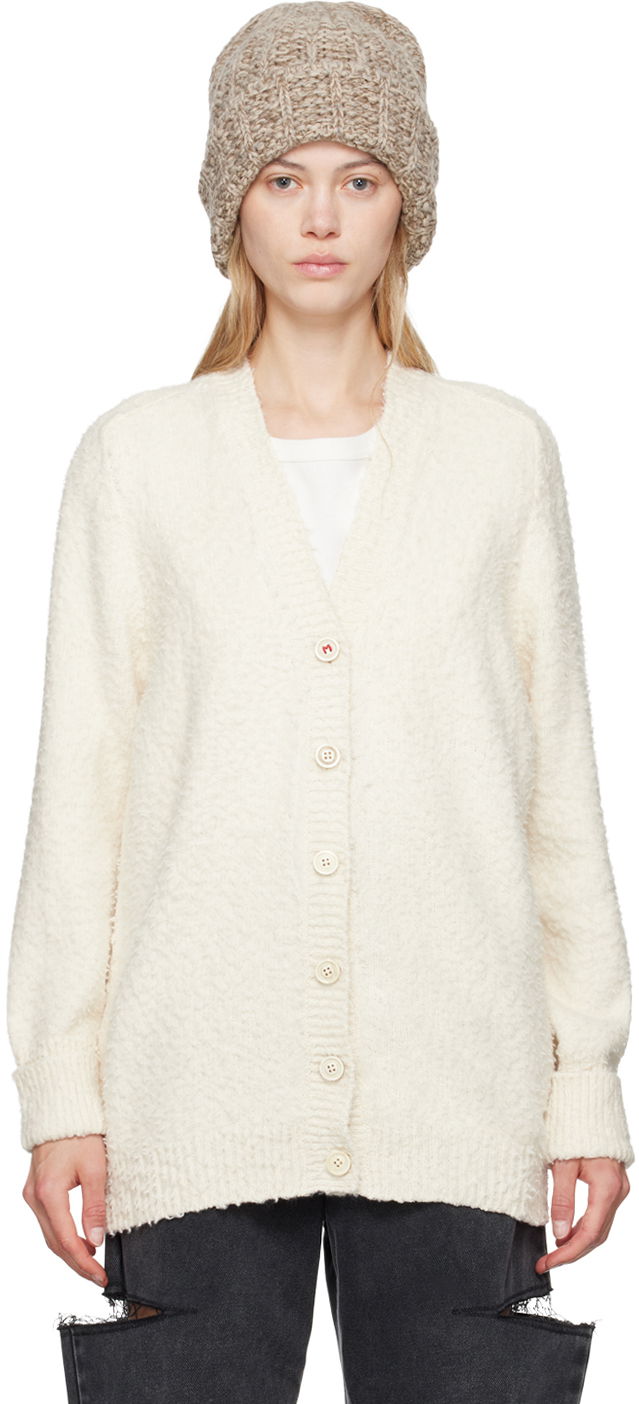 Sveter Maison Margiela Off-White Oversized Piled Cardigan Biela | SI0GP0002 S17664