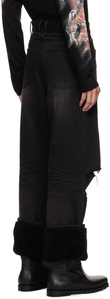 Džínsy We11done We11done Faded Shearling Cuff Jeans Čierna | WD-DP3-23-315-M-BK, 2