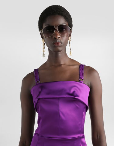Šaty Dolce & Gabbana Dolce & Gabbana Fitted Satin Dress Fialová | F60AWTFURHMF0571, 3
