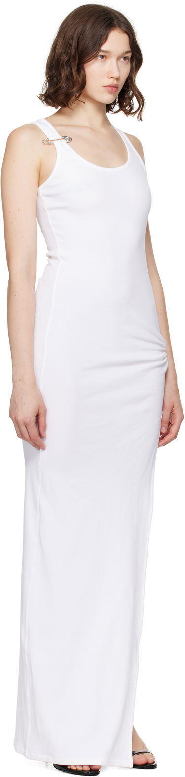 Šaty Versace Versace Safety Pin Ribbed Knit Draped Gown Biela | 1020810_1A14819, 1