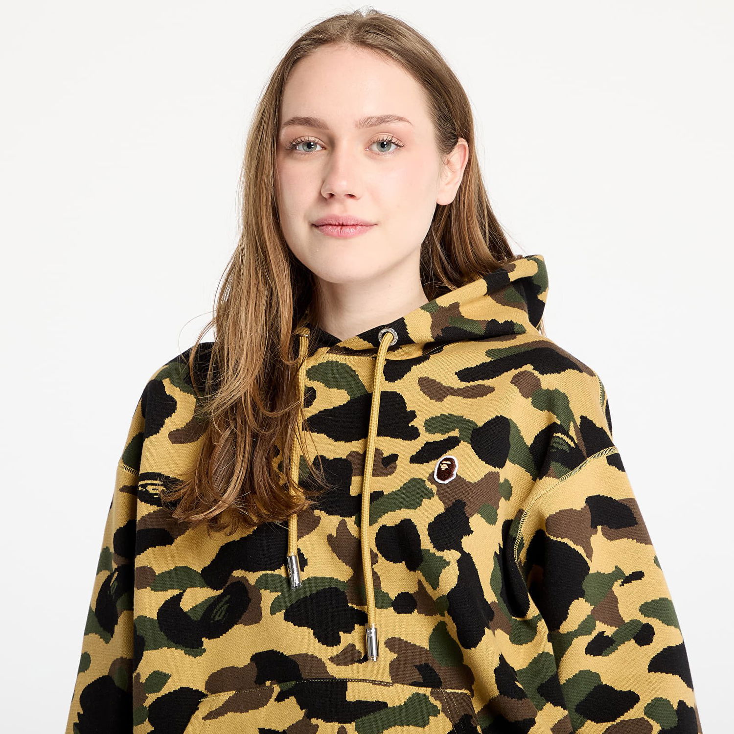 Mikina BAPE A BATHING APE 1st Camo Jacquard One Point Relaxed Fit Pullover Hoodie Žltá | 001PPL301302MYEL, 1