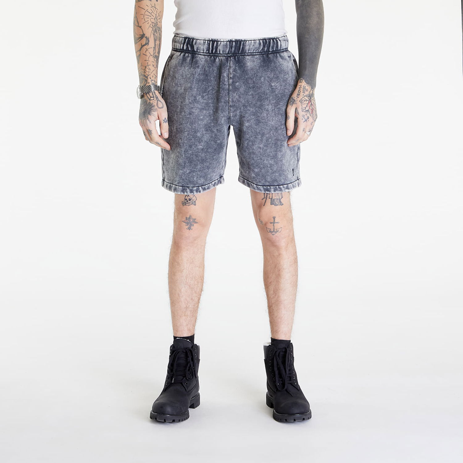 Šortky GUESS Go Acid Fleece UNISEX Short Washed Out Black Mul Modrá | M4GD22KBJ31-F9CK, 0
