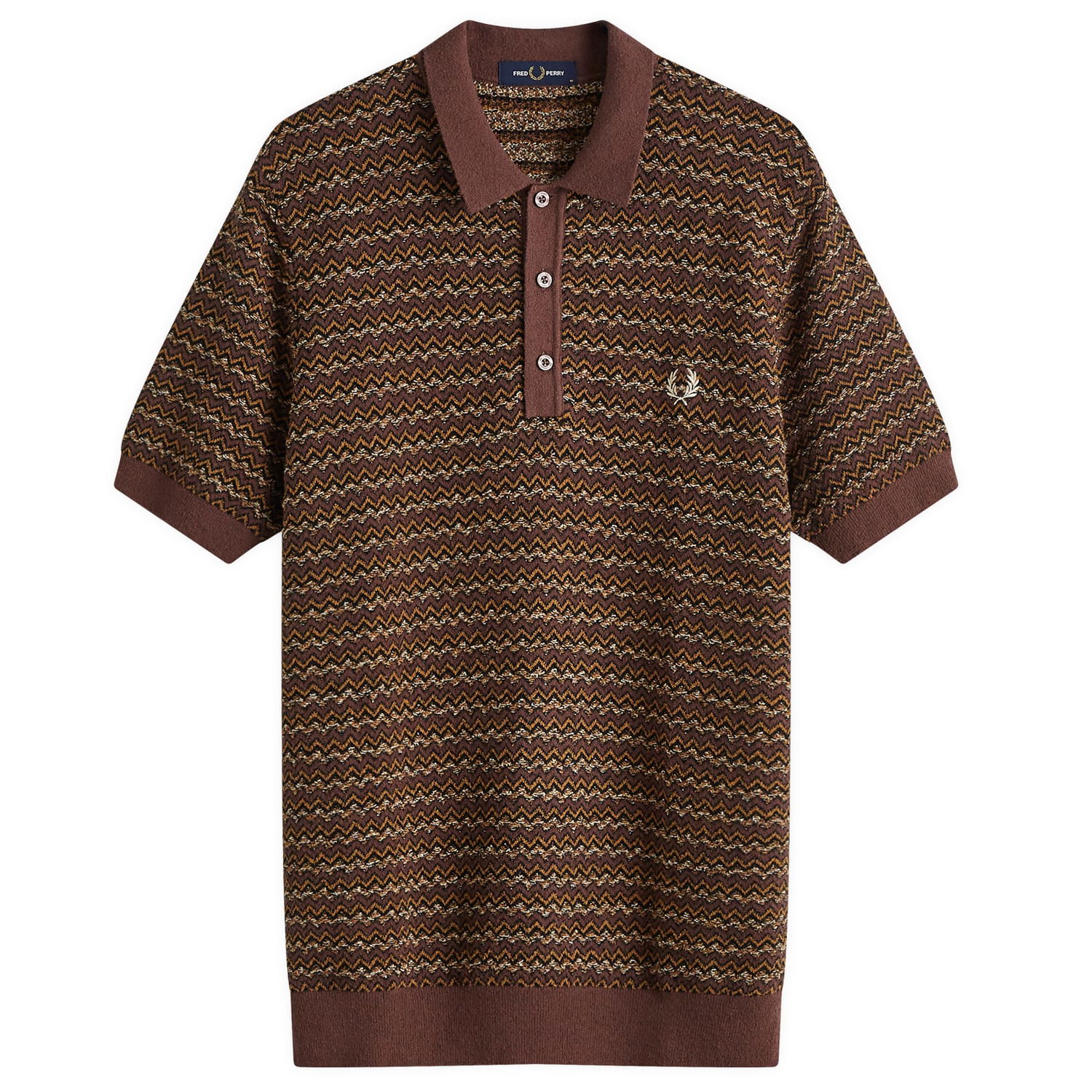 Polo tričko Fred Perry Fred Perry Boucle Jacquard Knit Polo Hnedá | K8549-U53, 0