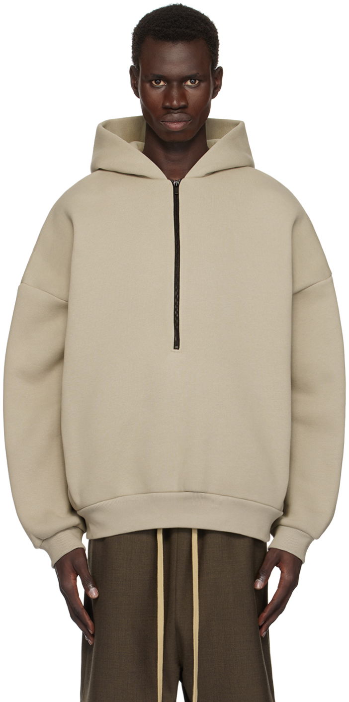 Mikina Fear of God Fleece Half Zip Hoodie Béžová | FG24FW50-1006FLC