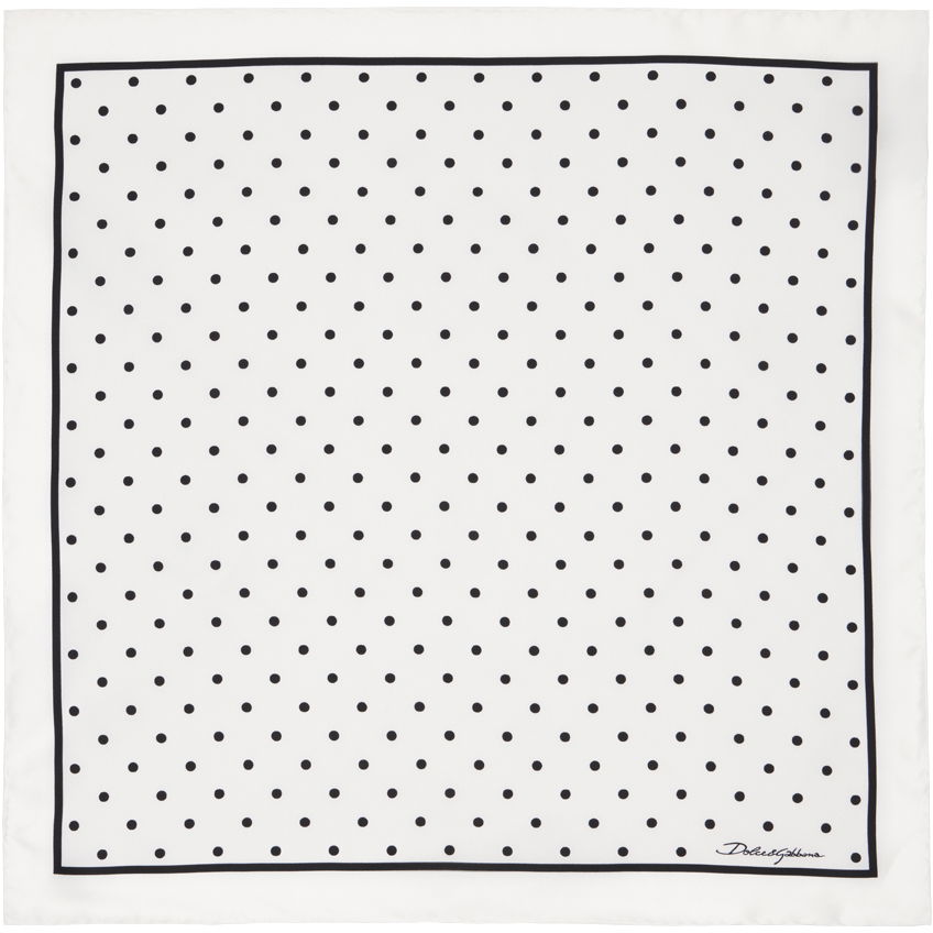 Šál Dolce & Gabbana Dolce&Gabbana Silk Polka-Dot Scarf Biela | FN093RGDCLA, 0