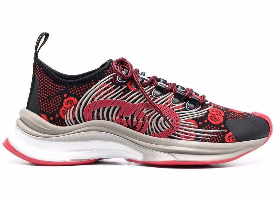 Tenisky a topánky Gucci Monogram Sneakers Black Red (Women's) Červená | 680903 USN10 8490, 0
