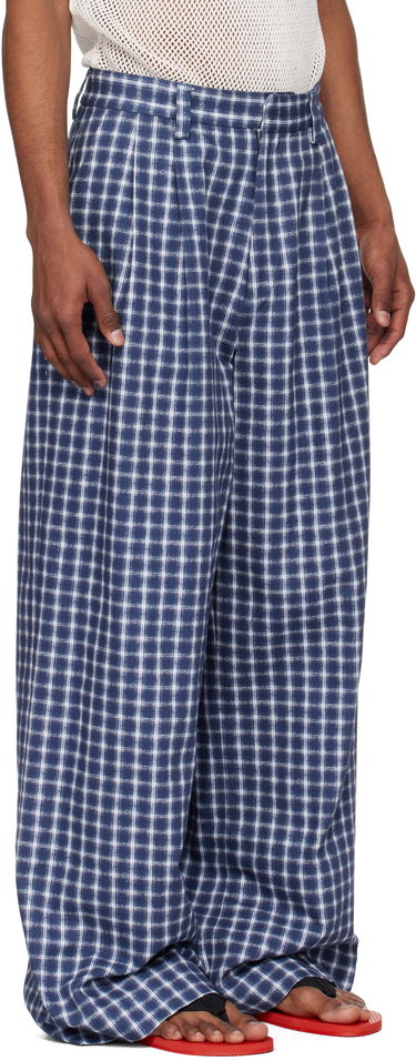 Nohavice ERL ERL Check Pleated Tailored Trousers Modrá | ERL10P038, 1