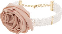 Blumarine Faux-Pearl and 3D Rose Choker