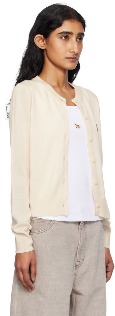 Sveter MAISON KITSUNÉ Maison Kitsuné Double Fox Head Patch Cardigan Béžová | OW051CFKT1036, 1