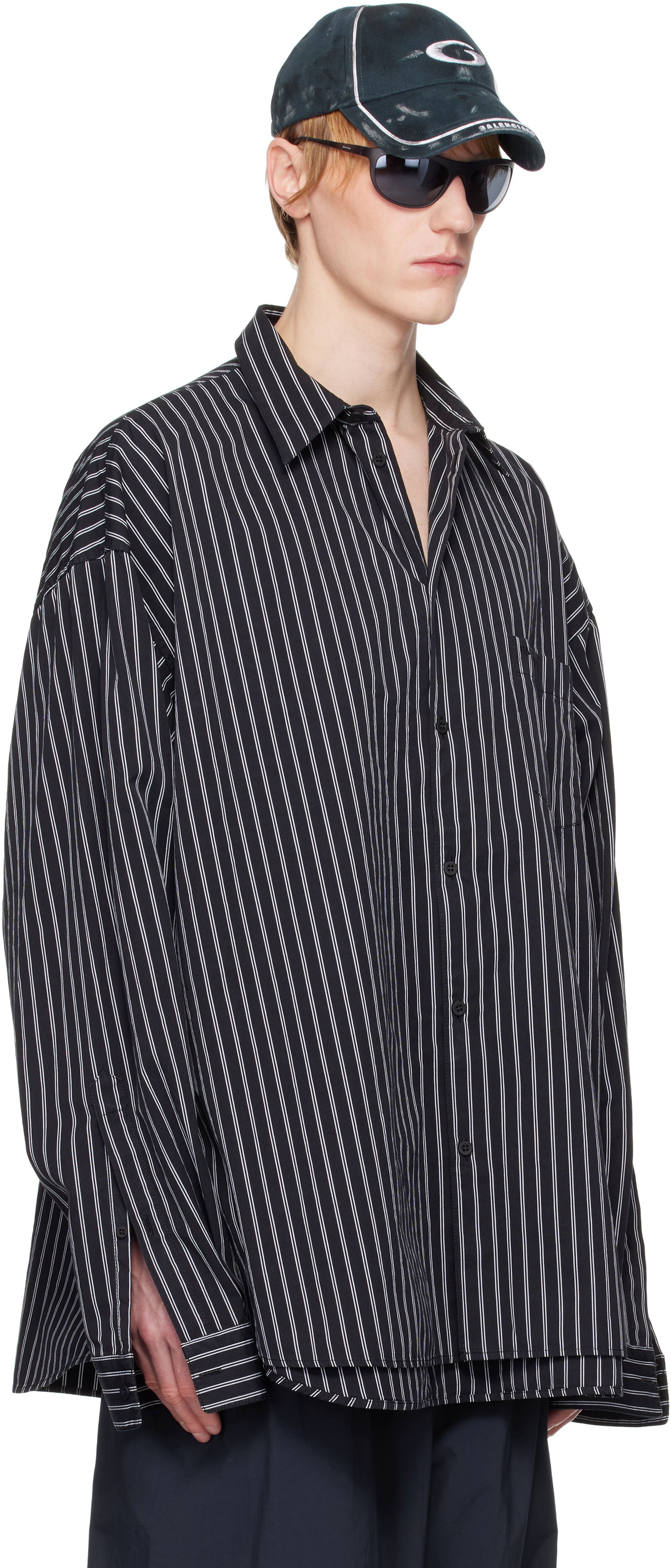 Košeľa Balenciaga Balenciaga Striped Flatground Shirt Čierna | 814598TRM23, 1