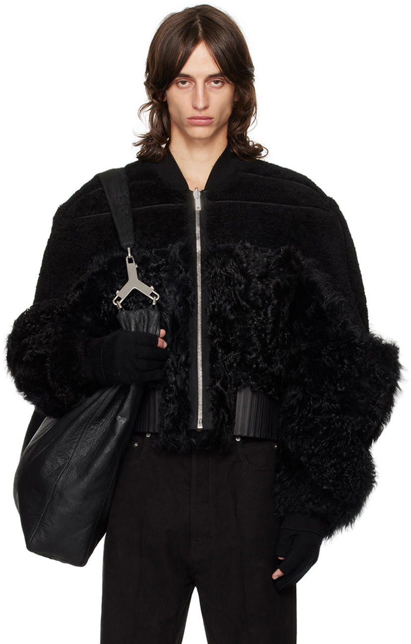 Bomber bunda Rick Owens Rick Owens Porterville Girdered Reversible Shearling Bomber Jacket Čierna | RU02D6792 LSHMTR