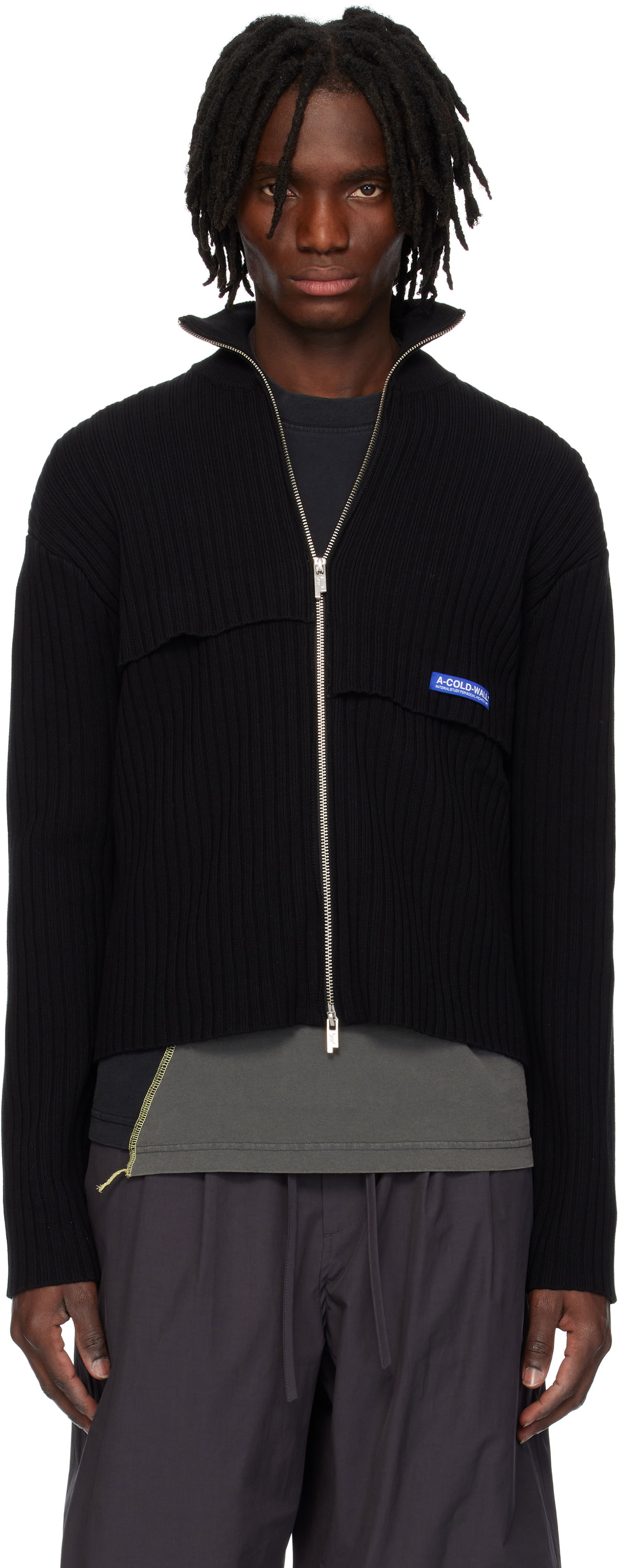 Sveter A-COLD-WALL* A-COLD-WALL* Panel Knit Zip-Up Jacket Čierna | ACWMK191, 0