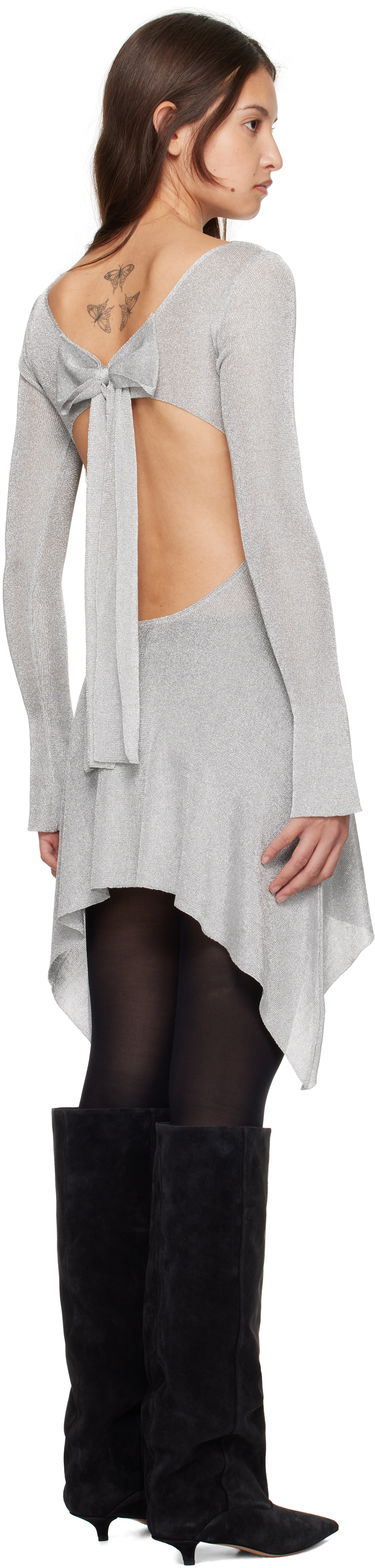 Sveter GUIZIO Guizio Rose Metallic Asymmetrical Minidress Šedá | H24411S051, 2