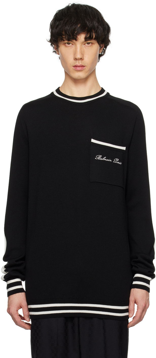 Sveter Balmain Signature Sweater Čierna | CH1KD025KF85