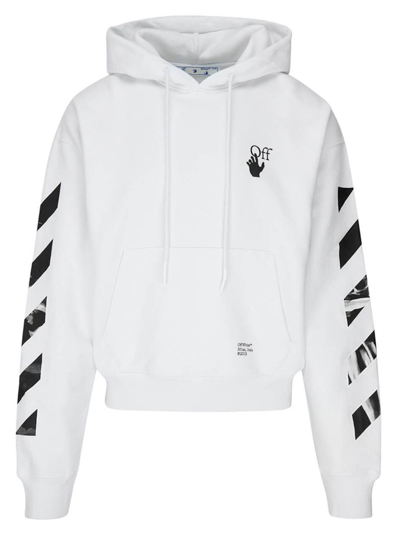 Mikina Off-White Diagonal Stripes Caravaggio Saint Jerome Writing Arrows Hoodie Biela | OMBB037F21FLE0100110