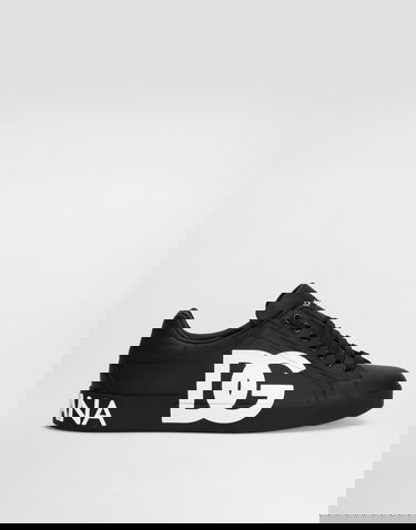 Tenisky a topánky Dolce & Gabbana Calfskin Nappa Portofino With Dg Logo Print Čierna | CS1772AC3308B956, 0