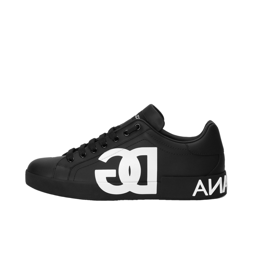 Tenisky a topánky Dolce & Gabbana Calfskin Nappa Portofino With Dg Logo Print Čierna | CS1772AC3308B956