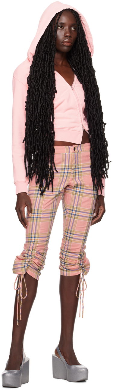 Nohavice Collina Strada Collina Strada Plaid Maldives Drawstring Cropped Pants Ružová | XX6060, 3