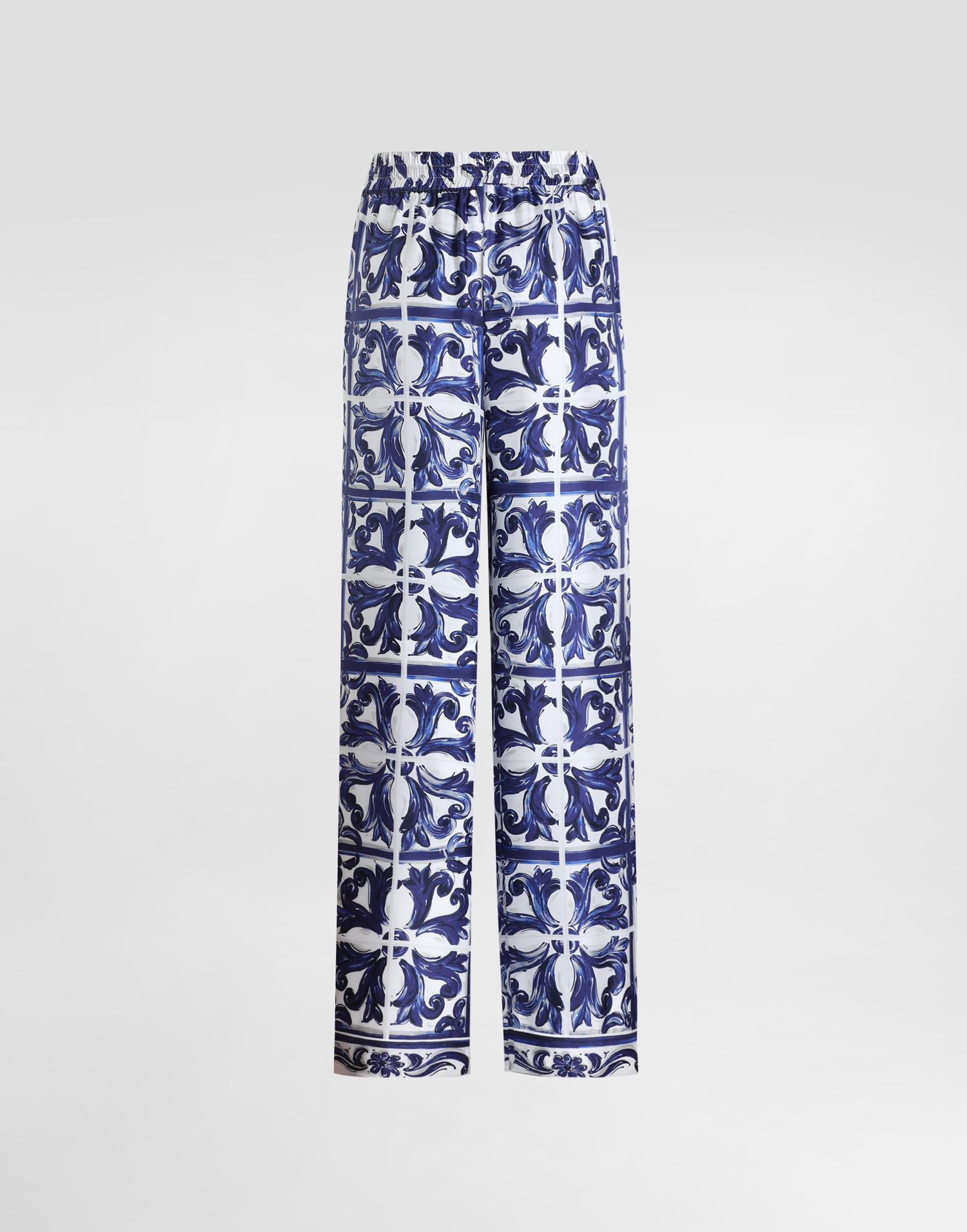 Nohavice Dolce & Gabbana Dolce & Gabbana Majolica-Print Silk Twill Vanity Trousers Modrá | I3J36WHI1S5HB5DQ, 1