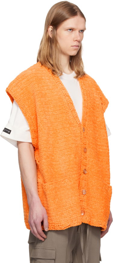 Sveter Mastermind WORLD MASTERMIND WORLD Crochet Vest Oranžová | MW25S14-KN002-014, 1