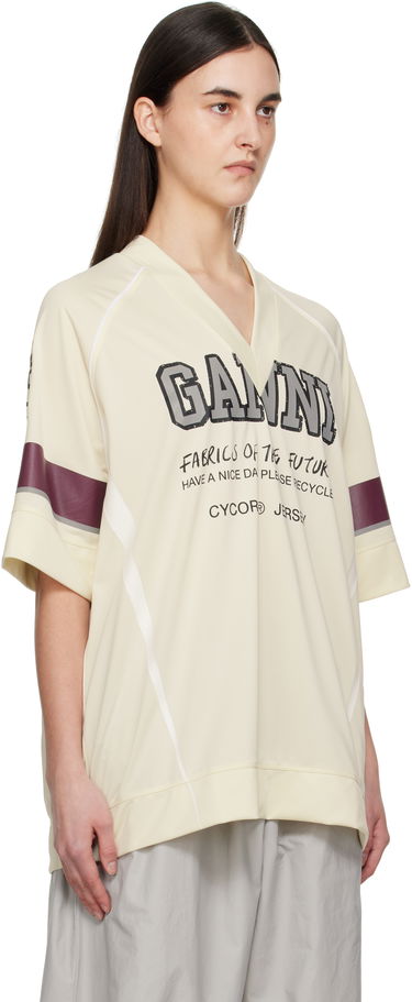 Tričko GANNI GANNI Future Mesh Oversized T-Shirt Béžová | T4298, 1