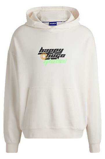 Mikina BOSS Happy HUGO Oversized Cotton-Terry Hoodie Biela | 50536113