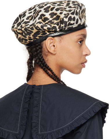 Baretka GANNI Ganni Leopard Beret Hnedá | A6420, 2