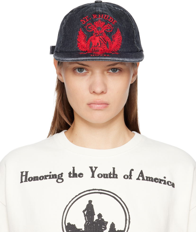 Šiltovka Rhude St. Rhude Seal Curved Brim Denim Cap Čierna | RHFW25HA04012