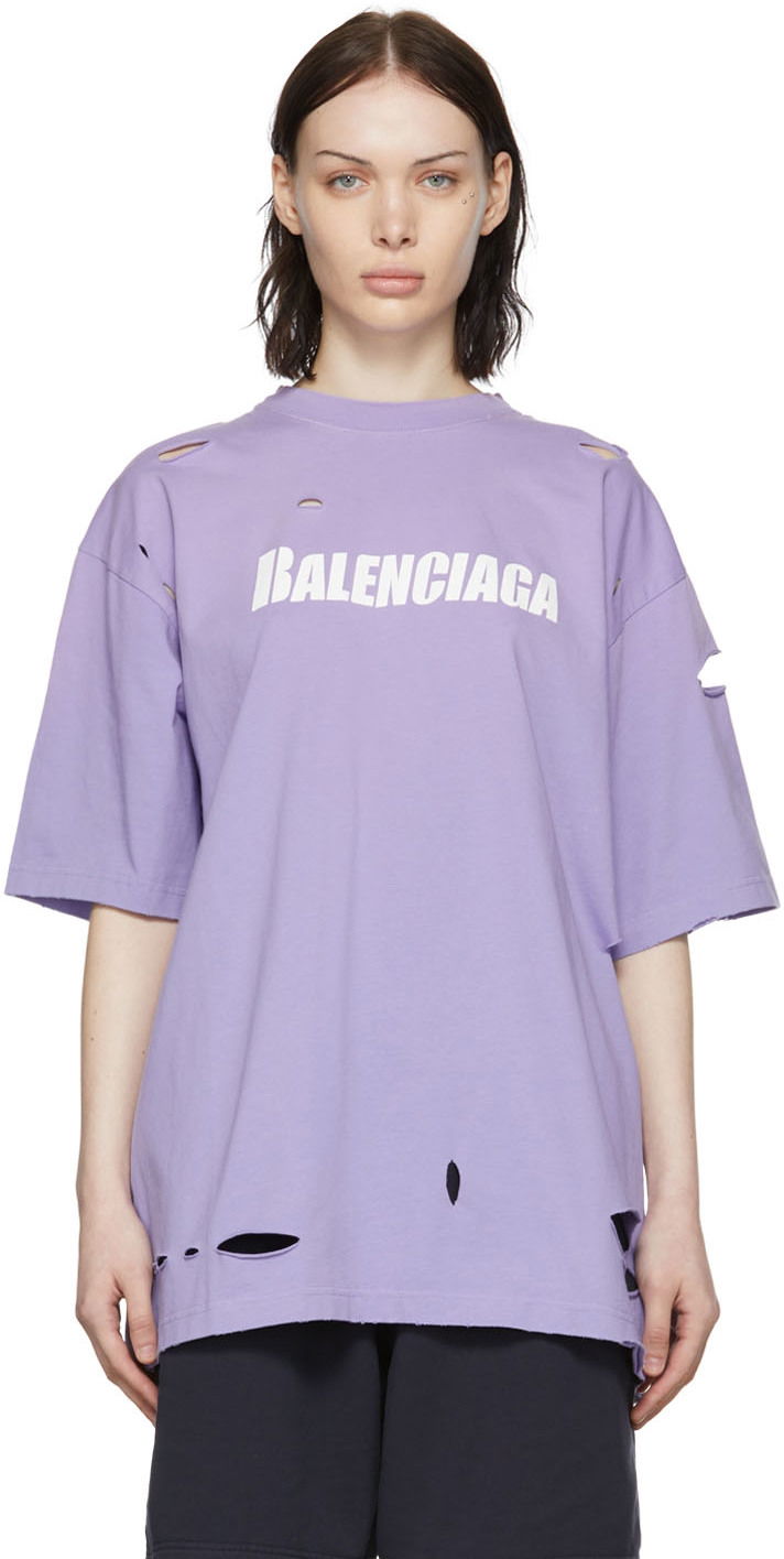 Tričko Balenciaga Cotton T-Shirt Fialová | 651795 TKVB8, 0