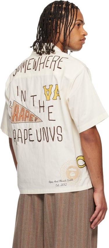 Košeľa AAPE by A Bathing Ape AAPE by A Bathing Ape Multi-Logo Est. 2012 Short-Sleeve Camp Collar Shirt Biela | AAPSRM8525XXNIVN, 2