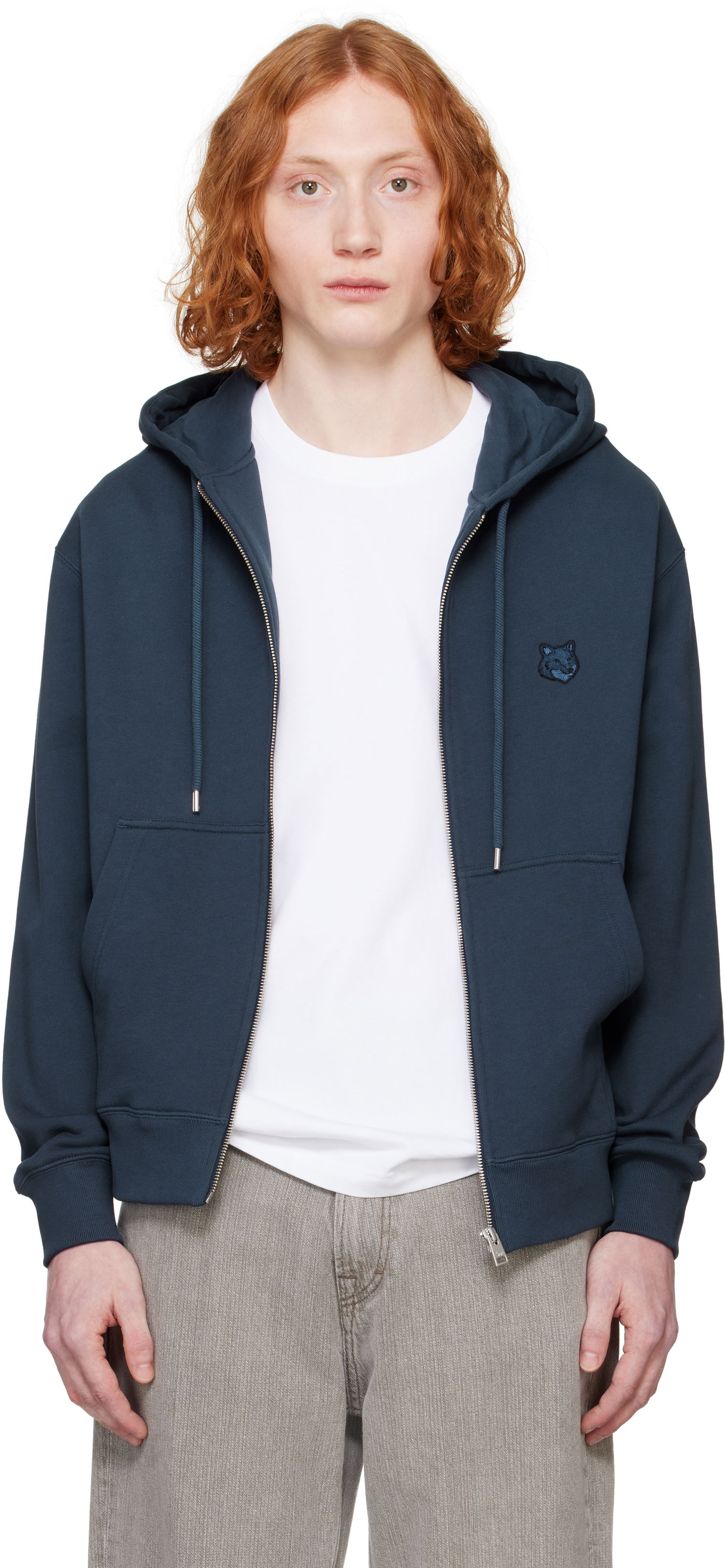 Mikina MAISON KITSUNÉ Maison Kitsuné Fox Head Zip Hoodie Navy | MM00714KM0321, 0