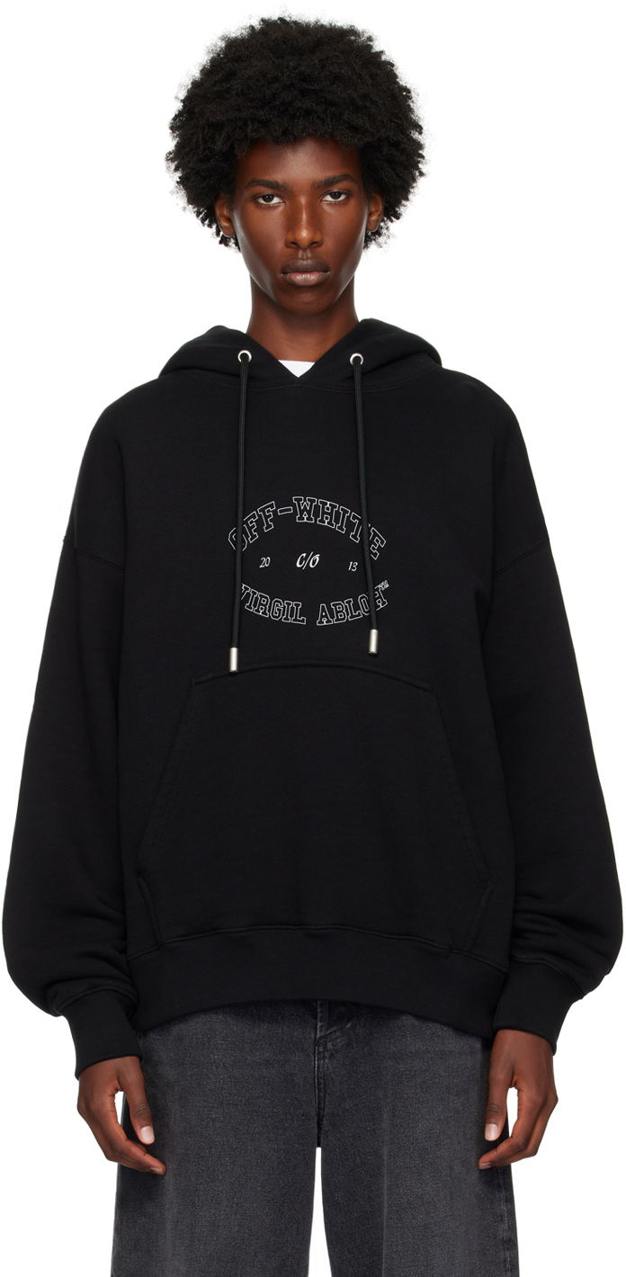 Mikina Off-White Black College Skate Hoodie Čierna | OMBB085F24FLE00S1001, 0