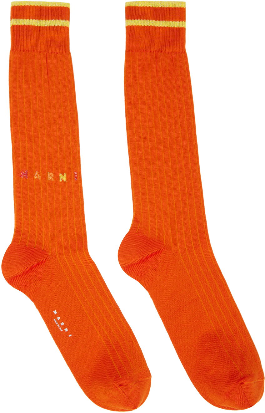 Ponožky Marni Marni Ribbed Knit Socks Oranžová | SKZC0110Q0 UFC143, 0