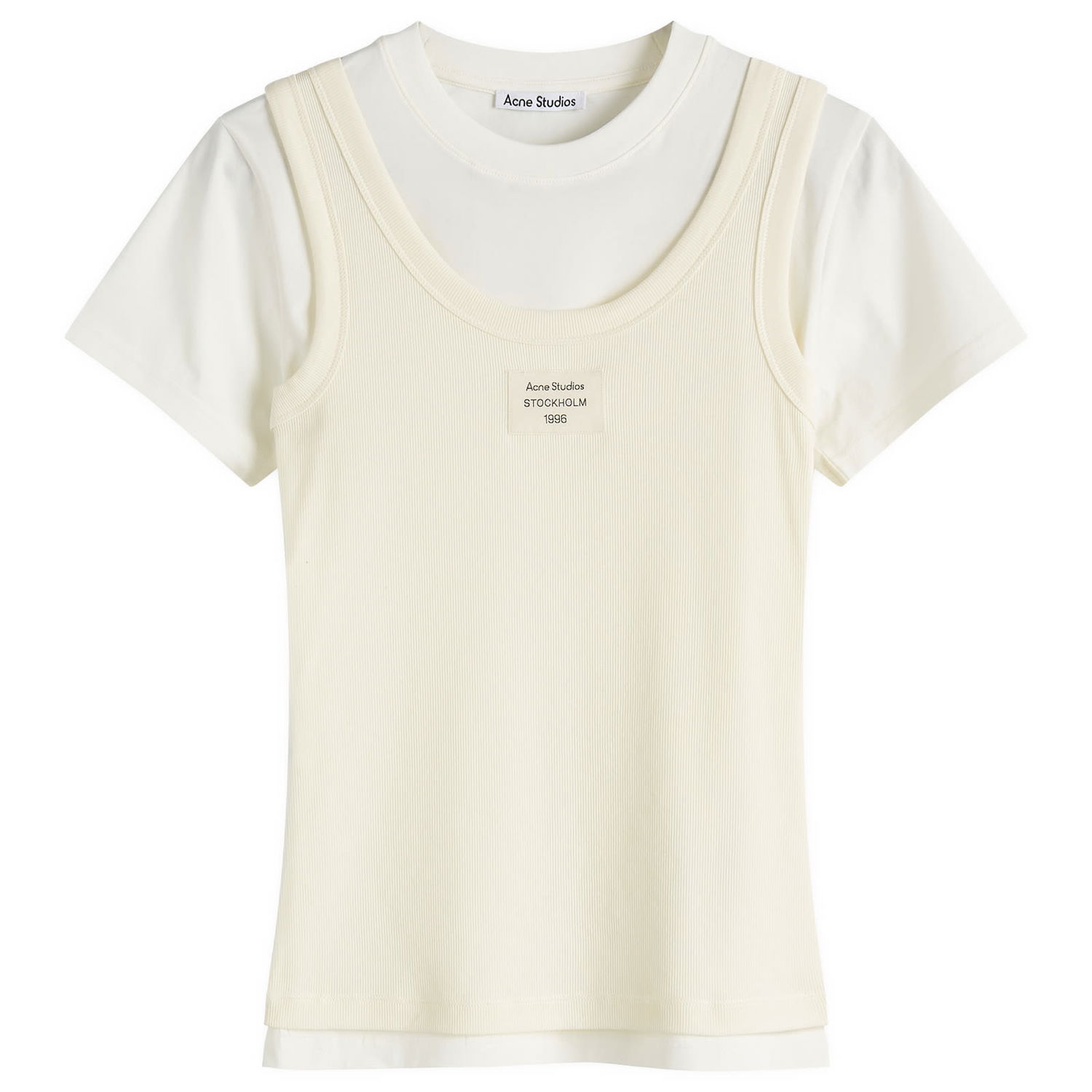 Tielko Acne Studios Ecleo Double Layer T-Shirt, Size Large Béžová | AL0436-AEG, 1