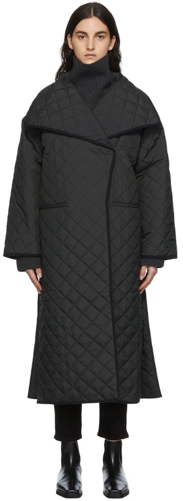Prešívaná bunda TOTEME TOTEME Quilted Wrap Coat Čierna | 213-112-732, 0