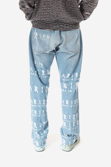 Džínsy Aries Aries Destroyed Batten Jeans Modrá | AR31300, 2