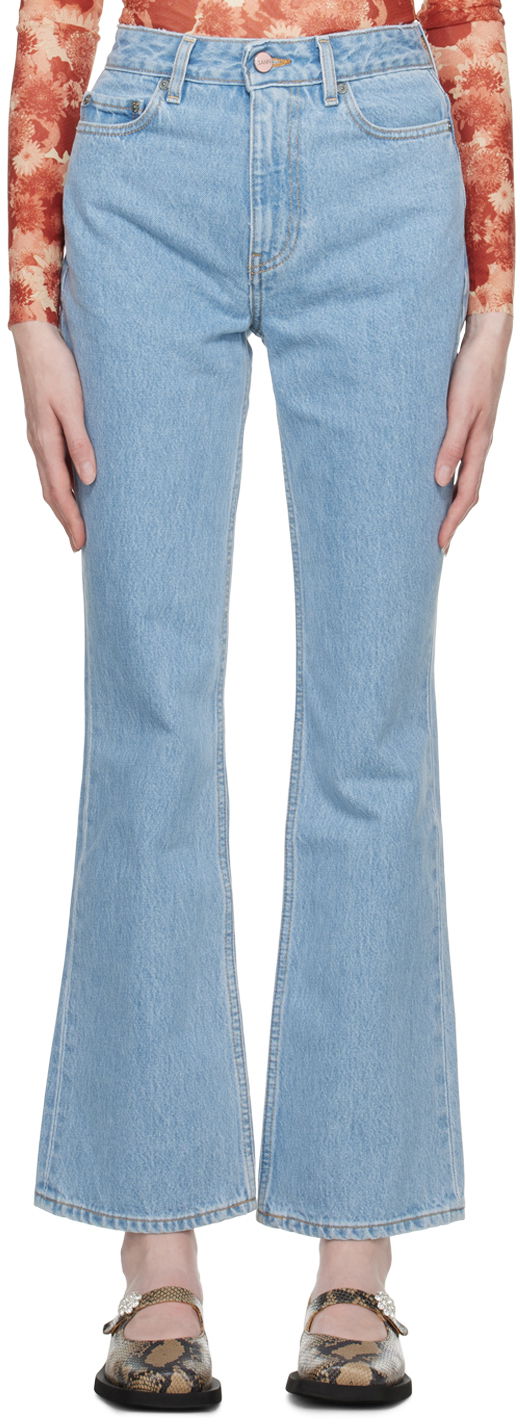 Džínsy GANNI GANNI Faded Bootcut Jeans Modrá | F6623, 0