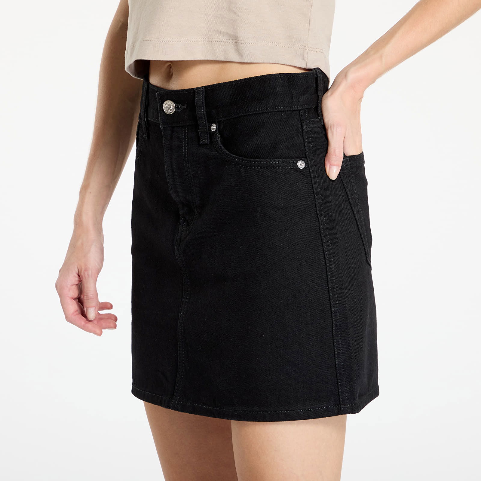 Hero High Rise Mini Skirt Denim Classic Black