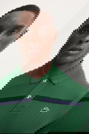 Polo tričko Lacoste Lacoste Ribbed Polo Shirt Zelené | DH8960, 3