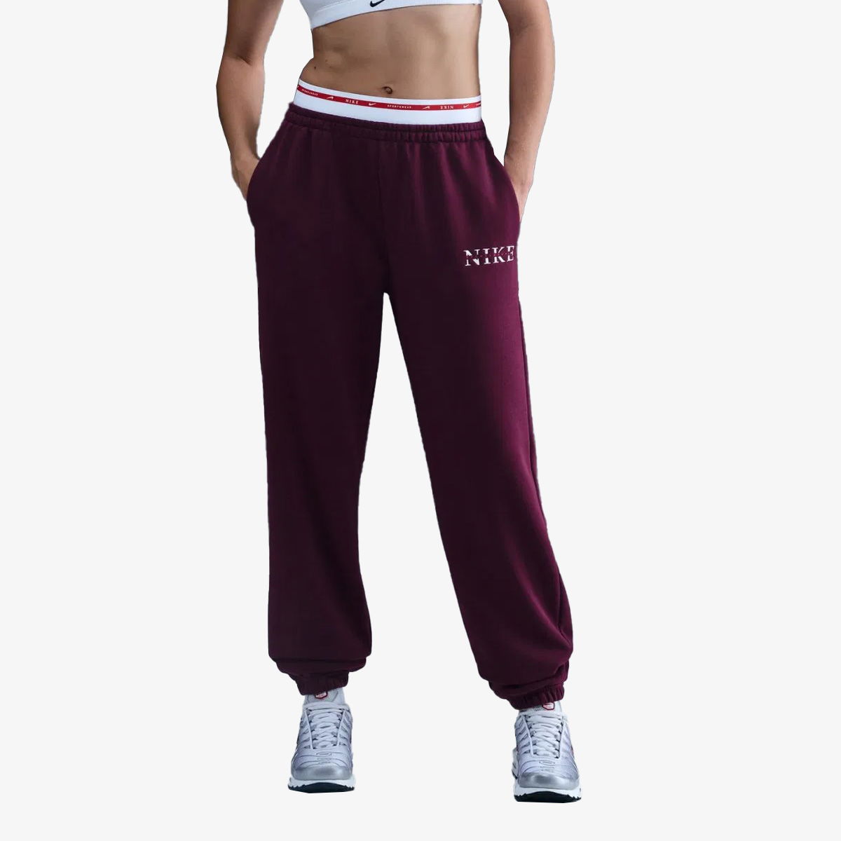 Tepláky Nike Phoenix Fleece High-Rise Pants Vínová | IH4055-610, 0