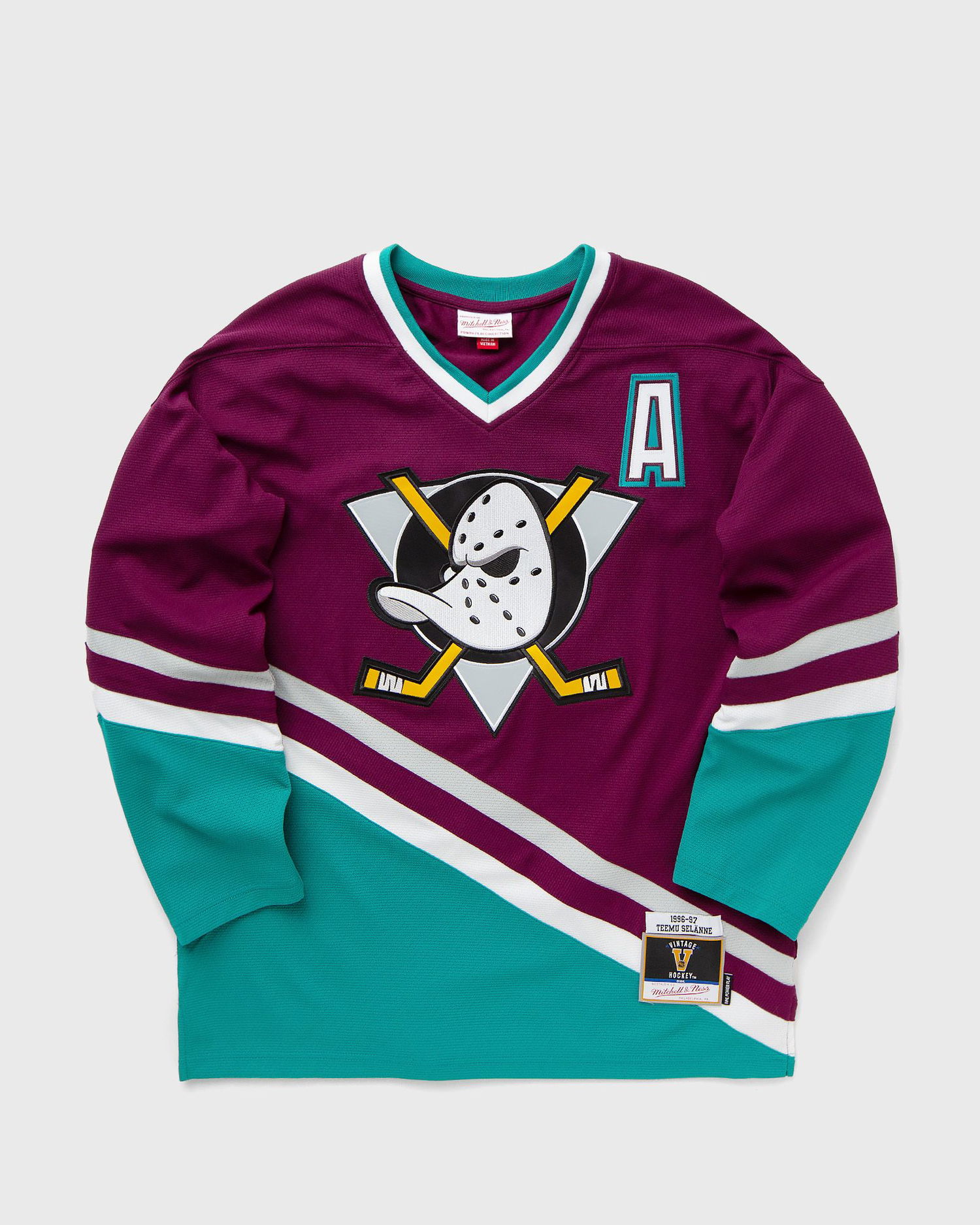 Dres Mitchell & Ness Anaheim Ducks 1996 Selanne Jersey Zelené | JY9016-ADUPURP, 0