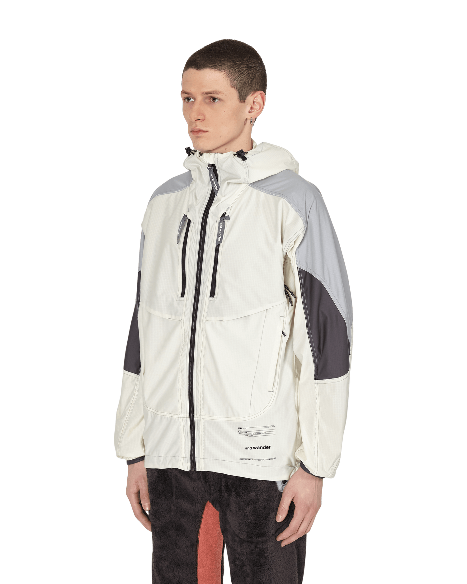 Bunda and wander x Slam Jam Raschel Rip Shell Hooded Jacket Biela | AWW-FT137 13, 1