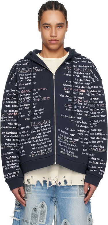 Mikina Who Decides War Who Decides War WDW Scripture Zip-Up Hoodie Navy | 1110560019SS25, 0