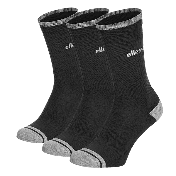 Ponožky Ellesse 3-Pack Ribbed Crew Socks Sport Čierna | ELS211102-01