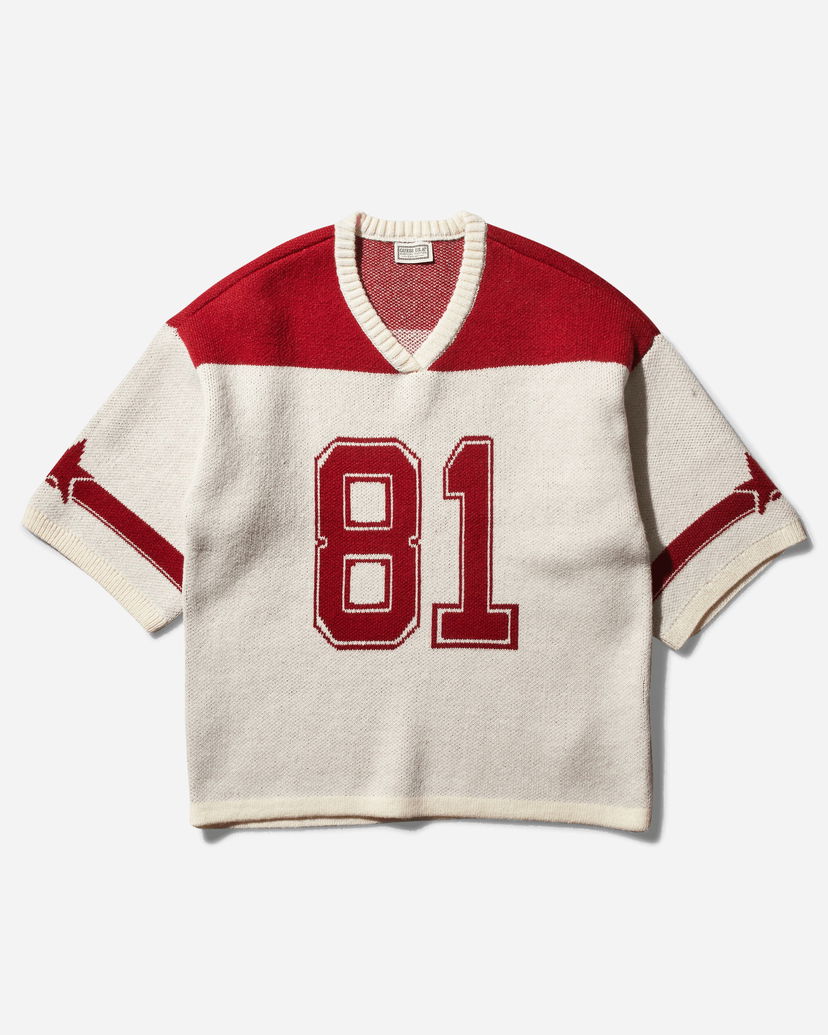 Dres GUESS Football Jersey Sweater Petite Syrah / White Béžová | W4BR02Z3GQ0 F5F7